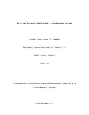 Jorges Luis Borges and Italian Literature: a General Organic Approach