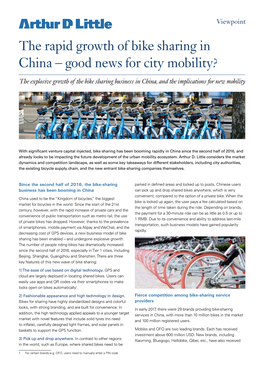 The Rapid Growth of Bike Sharing in China – Good News for City Mobility?