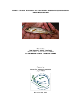 Habitat Evaluation, Restauration and Education for the Salmonid Populations in the Shediac Bay Watershed