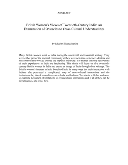 British Women's Views of Twentieth-Century