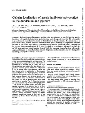 Cellular Localization of Gastric Inhibitory Polypeptide in the Duodenum and Jejunum