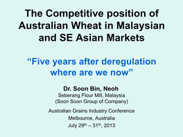 Quality Requirements for Australian Wheat for Asian Food Products