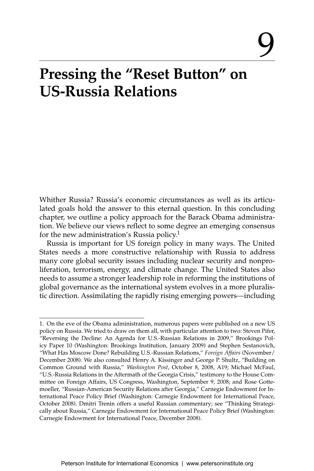 Reset Button” on US-Russia Relations