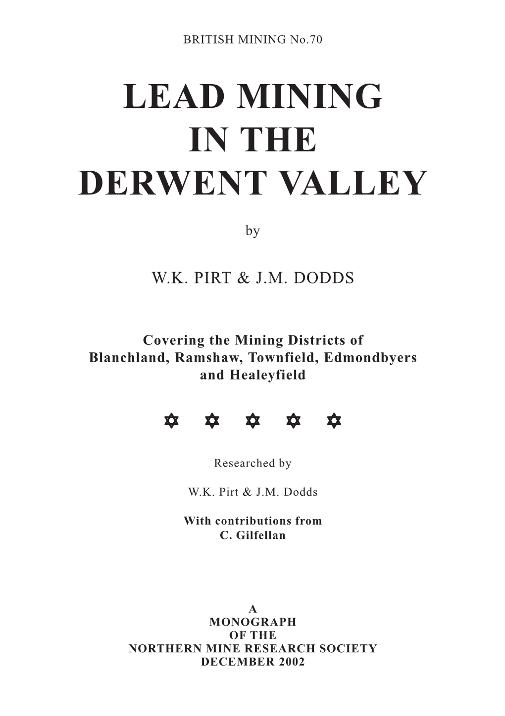 Lead Mining in the Derwent Valley