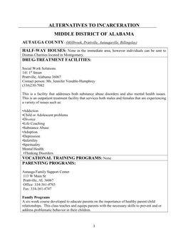 Alternatives to Incarceration Middle District of Alabama