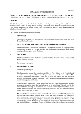 St Mary Hoo Parish Council Minutes of the Annual