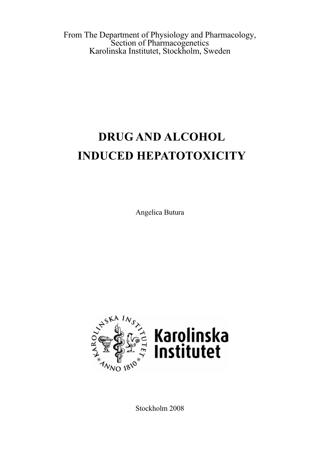 Drug and Alcohol Induced Hepatotoxicity