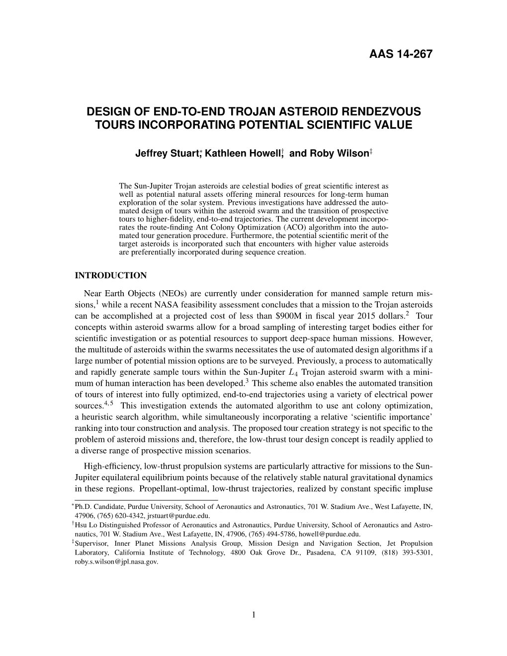 Aas 14-267 Design of End-To-End Trojan Asteroid