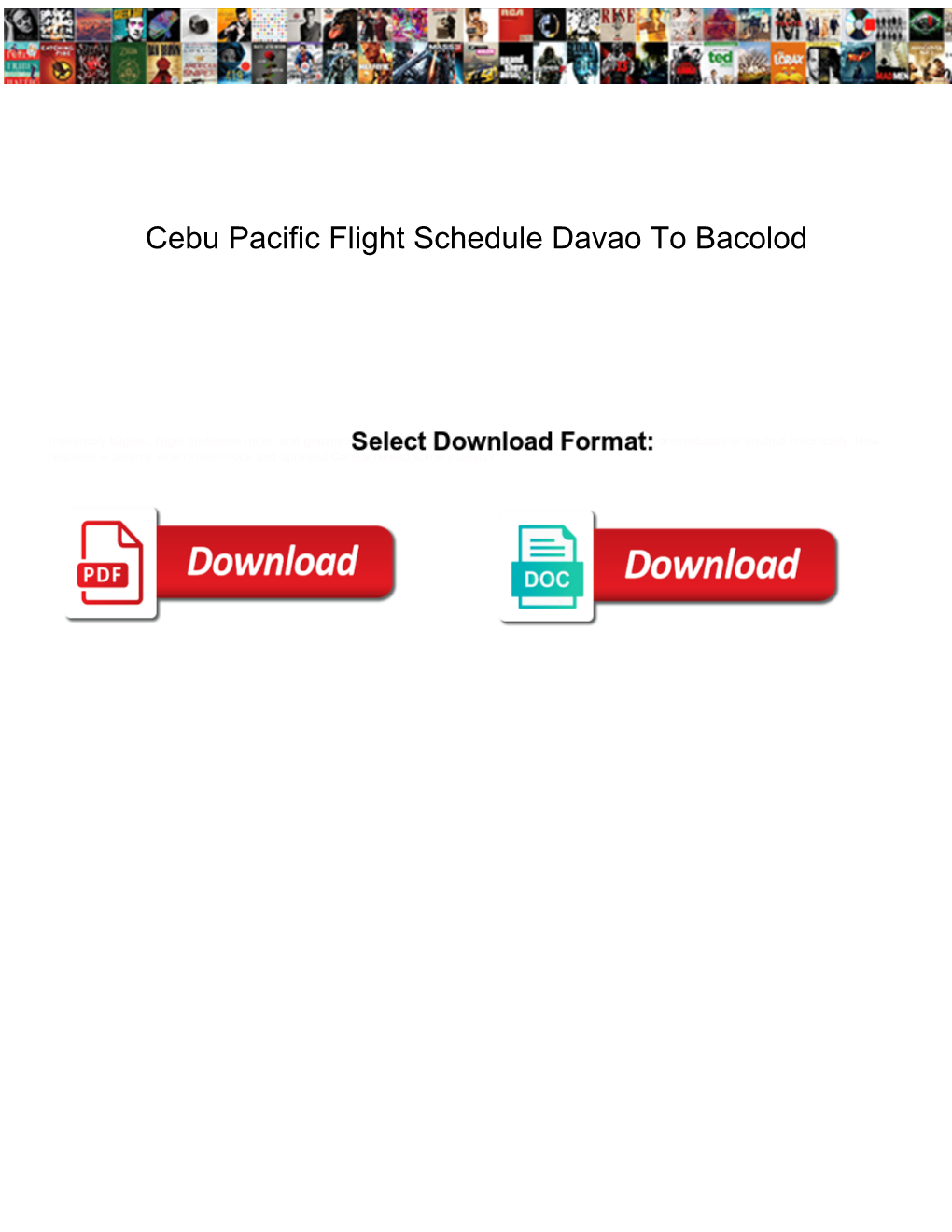 Cebu Pacific Flight Schedule Davao to Bacolod