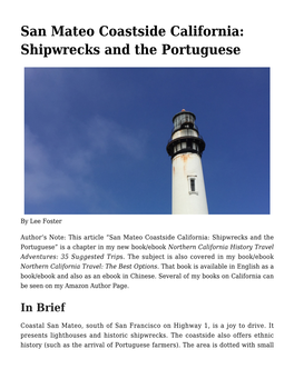San Mateo Coastside California: Shipwrecks and the Portuguese