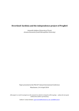 Neverland: Sardinia and the Independence Project of Progres