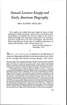 Samuel Lorenzo Knapp and Early American Biography