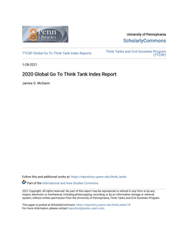 2020 Global Go to Think Tank Index Report