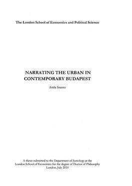 Narrating the Urban in Contemporary Budapest