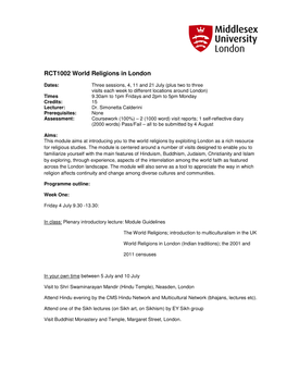 RCT1002 World Religions in London