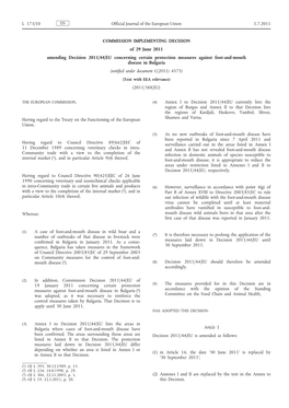Commission Implementing Decision of 29 June 2011 Amending Decision