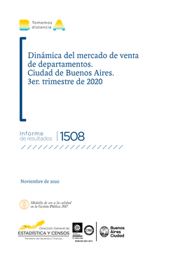 Dinámica Del Mercado De Venta De Departamentos. Ciudad De Buenos Aires. 3Er. Trimestre De 2020