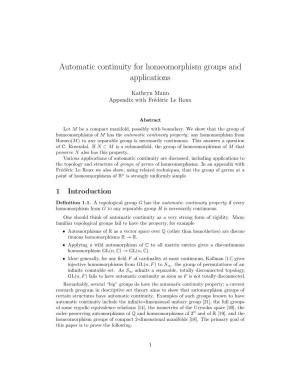 Automatic Continuity for Homeomorphism Groups and Applications