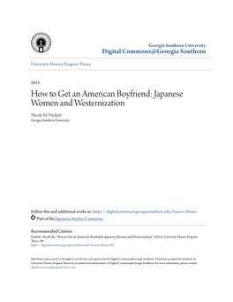 How to Get an American Boyfriend: Japanese Women and Westernization Nicole M
