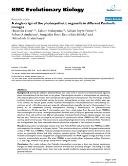 A Single Origin of the Photosynthetic Organelle in Different Paulinella Lineages