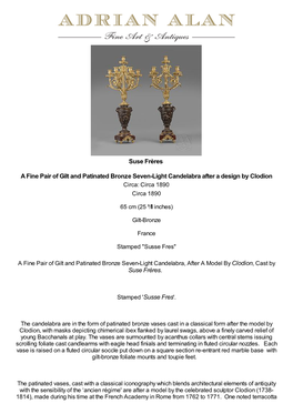A Fine Pair of Gilt and Patinated Bronze Seven-Light Candelabra