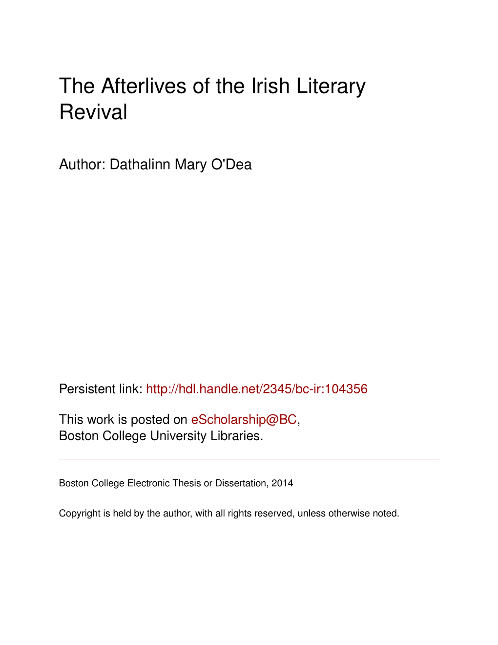 The Afterlives of the Irish Literary Revival