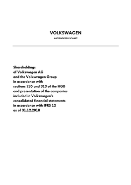 Shareholdings Volkswagen AG 31.12.2018 En.Pdf