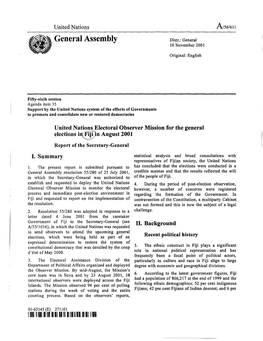 General Assembly Distr.: General 10 November 2001