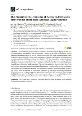 The Prokaryotic Microbiome of Acropora Digitifera Is Stable Under Short-Term Artiﬁcial Light Pollution