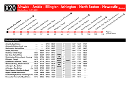 Alnwick - Amble - Ellington -Ashington - North Seaton - Newcastle Arriva X20 Effective From: 31/01/2021