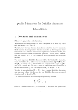 P-Adic L-Functions for Dirichlet Characters