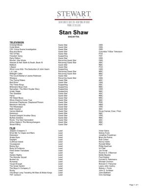Stan Shaw Theatrical Resume