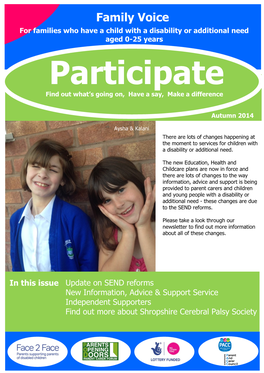 Family Voice for Families Who Have a Child with a Disability Or Additional Need Aged 0-25 Years
