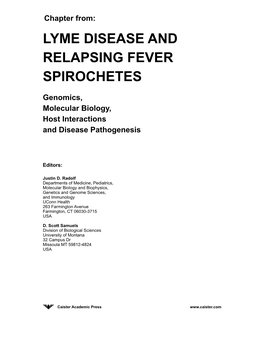 Lyme Disease and Relapsing Fever Spirochetes