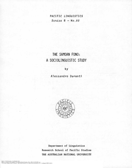 The Samoan Fono: a Sociolinguistic Study