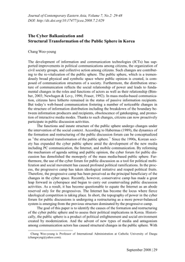 The Cyber Balkanization and Structural Transformation of the Public Sphere in Korea