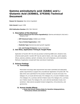 And L- Glutamic Acid (030802, 374350) Technical Document