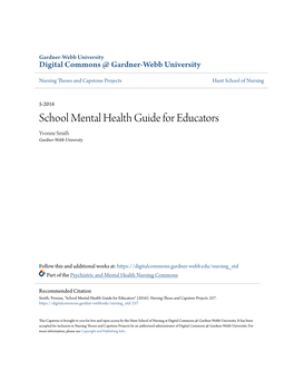 School Mental Health Guide for Educators Yvonne Smith Gardner-Webb University