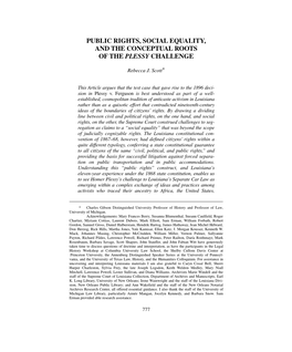 Public Rights, Social Equality, and the Conceptual Roots of the Plessy Challenge