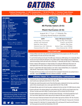 8 Florida Gators (0-0) Miami Hurricanes (0-0)