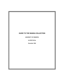 Guide to the Wanka Collection, University of Winnipeg