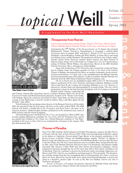 Topical Weill: News and Events
