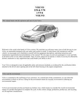 Volvo S70 & V70 1 9 9 8 Volvo