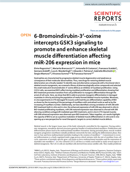 Oxime Intercepts GSK3 Signaling to Promote and Enhance Skeletal