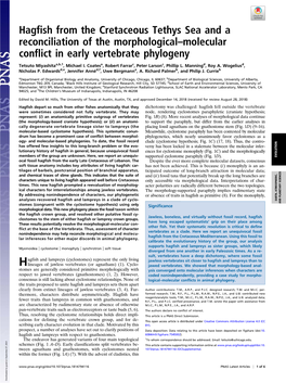 Hagfish from the Cretaceous Tethys Sea and a Reconciliation of the Morphological–Molecular Conflict in Early Vertebrate Phylogeny