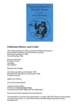 Publication History and Credits