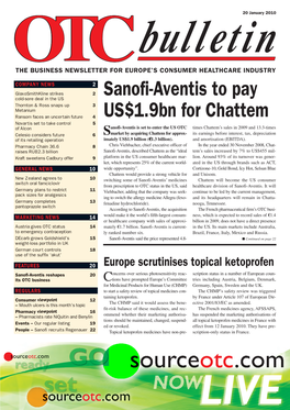 Sanofi-Aventis to Pay US$1.9Bn for Chattem
