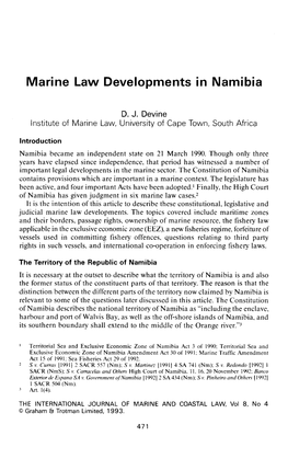 471 Mari Ne Law Developments I N Namibia D. J. Devine Institute