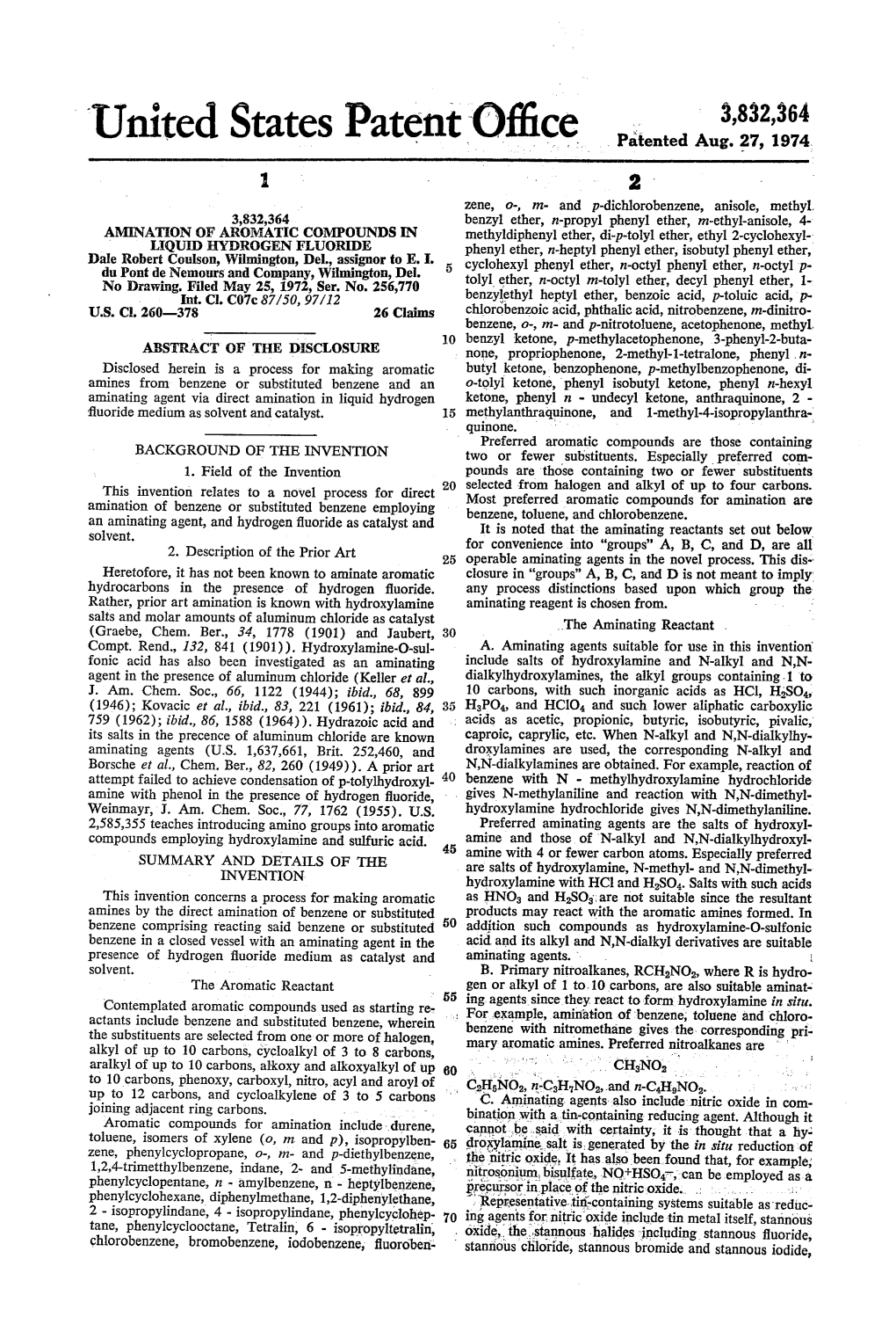 United States Patent Office Patented Aug