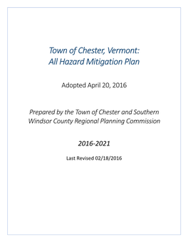 Town of Chester, Vermont: All Hazard Mitigation Plan